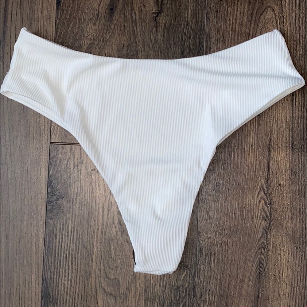 High waisted white bathing suit bottom
